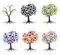 Vector set of four seasons of a tree. Colorful trees Royalty Free Stock Photo