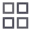 Vector set of four square meander frames.