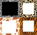 Vector set of frame borders with abstract animal skin Royalty Free Stock Photo