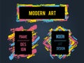 Vector set of frames and banners for text, modern art graphics,