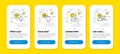 Vector set of Freezing click, User notification and Star rating line icons set. Vector