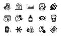 Vector set of Freezing, Financial app and Bitcoin icons simple set. Vector