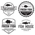 Vector set of fresh fish labels, logo, badges and design elements. Great Restaurant and Seafood Emblems Royalty Free Stock Photo