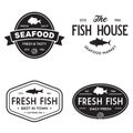 Vector set of fresh fish labels, logo, badges and design elements. Great Restaurant and Seafood Emblems Royalty Free Stock Photo