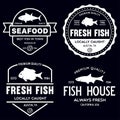 Vector set of fresh fish labels, logo, badges and design elements. Great Restaurant and Seafood Emblems Royalty Free Stock Photo