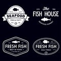 Vector set of fresh fish labels, logo, badges and design elements. Great Restaurant and Seafood Emblems Royalty Free Stock Photo