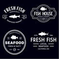 Vector set of fresh fish labels, logo, badges and design elements. Great Restaurant and Seafood Emblems Royalty Free Stock Photo