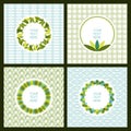Vector set of fresh green leaves frame and seamless pattern. Nat Royalty Free Stock Photo