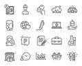 Vector set of Friends world, Arena stadium and Investment line icons set. Vector