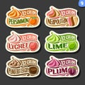 Vector set of fruit Ice Cream labels Royalty Free Stock Photo