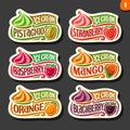 Vector set of fruit Ice Cream labels