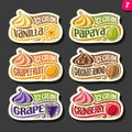 Vector set of fruit Ice Cream labels Royalty Free Stock Photo