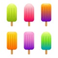 Vector set of colorful fruit popsicle lollies