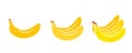 Vector Set of fruits - a banana, couple of bananas, a bunch of bananas - color icons on white background images Royalty Free Stock Photo