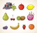 Vector set of fruits and berries