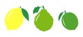 Vector Set of fruits - a lemon, bergamot and a lime - colour icons on white background images Royalty Free Stock Photo