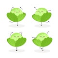 Vector set of funny cartoon cabbages ballerinas isolated on white background