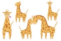 Vector set of funny giraffes on a white background Royalty Free Stock Photo