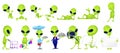 Vector set of funny green aliens illustrations.