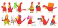 Vector set of funny parrots illustrations. Royalty Free Stock Photo