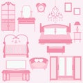 Vector set of furniture in bedroom Royalty Free Stock Photo