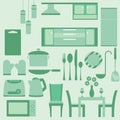 Vector set of furniture in kitchenroom Royalty Free Stock Photo