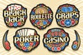 Vector set of Gambling Logos Royalty Free Stock Photo