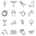 Vector Set of Garden Icons. Gardening Tools and Plants Royalty Free Stock Photo