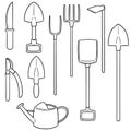 vector set of gardening tool