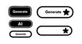 Generate button icons set with AI text and star symbol in black and white vector design for user interface elements Royalty Free Stock Photo