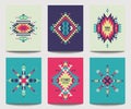 Vector set of geometric abstract colorful flyers. Ethnic design Royalty Free Stock Photo