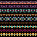 Vector set of geometric borders in ethnic boho style.