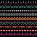 Vector set of geometric borders in ethnic boho style. Collection of pattern brushes inside