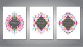 Vector set of geometric colorful brochure templates for business and invitation. Ethnic, tribal, aztec style. A4 layout format