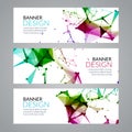 Vector set geometric polygonal banners. Technology modern business template. Royalty Free Stock Photo