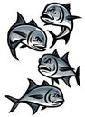 Set of giant trevally fish cartoon Royalty Free Stock Photo