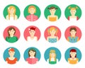 Vector set of girls and young women avatars