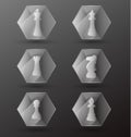 Vector Set: Glass Chess Piece Icons Royalty Free Stock Photo