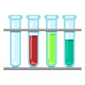 Vector Set of Glass Test Tubes on Tube Rack. Royalty Free Stock Photo