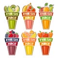 Vector set of glasses with Fresh Juice Royalty Free Stock Photo