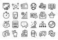 Vector set of Global business, Touchscreen gesture and Ssd line icons set. Vector