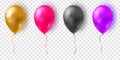 Vector set of glossy colorful balloons. Realistic air 3d balloons