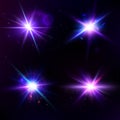 Vector set with glow light effect. Star burst with sparkles. Len Royalty Free Stock Photo