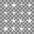 Vector set of glowing light bursts with sparkles Royalty Free Stock Photo