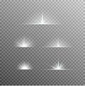 Vector set of glowing light bursts with sparkles