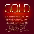 Vector set of gold alphabet letters, symbols, numbers