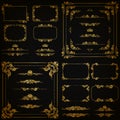 Vector set of gold decorative borders, frame