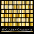 Vector set of gold gradients. Golden squares collection Royalty Free Stock Photo