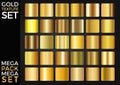 Vector Set of Gold Gradients, Golden Squares Collection, Textures Group Royalty Free Stock Photo