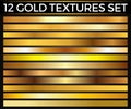 Vector Set of Gold Gradients, Golden Squares Collection, Textures Group Royalty Free Stock Photo